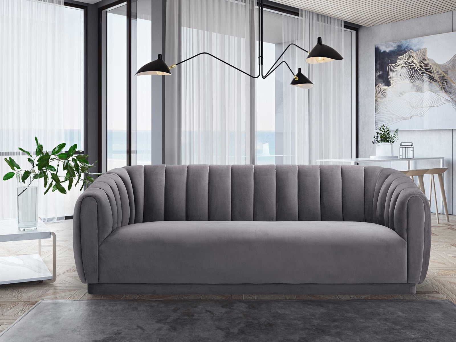 Arnold Velvet Sofa Gray