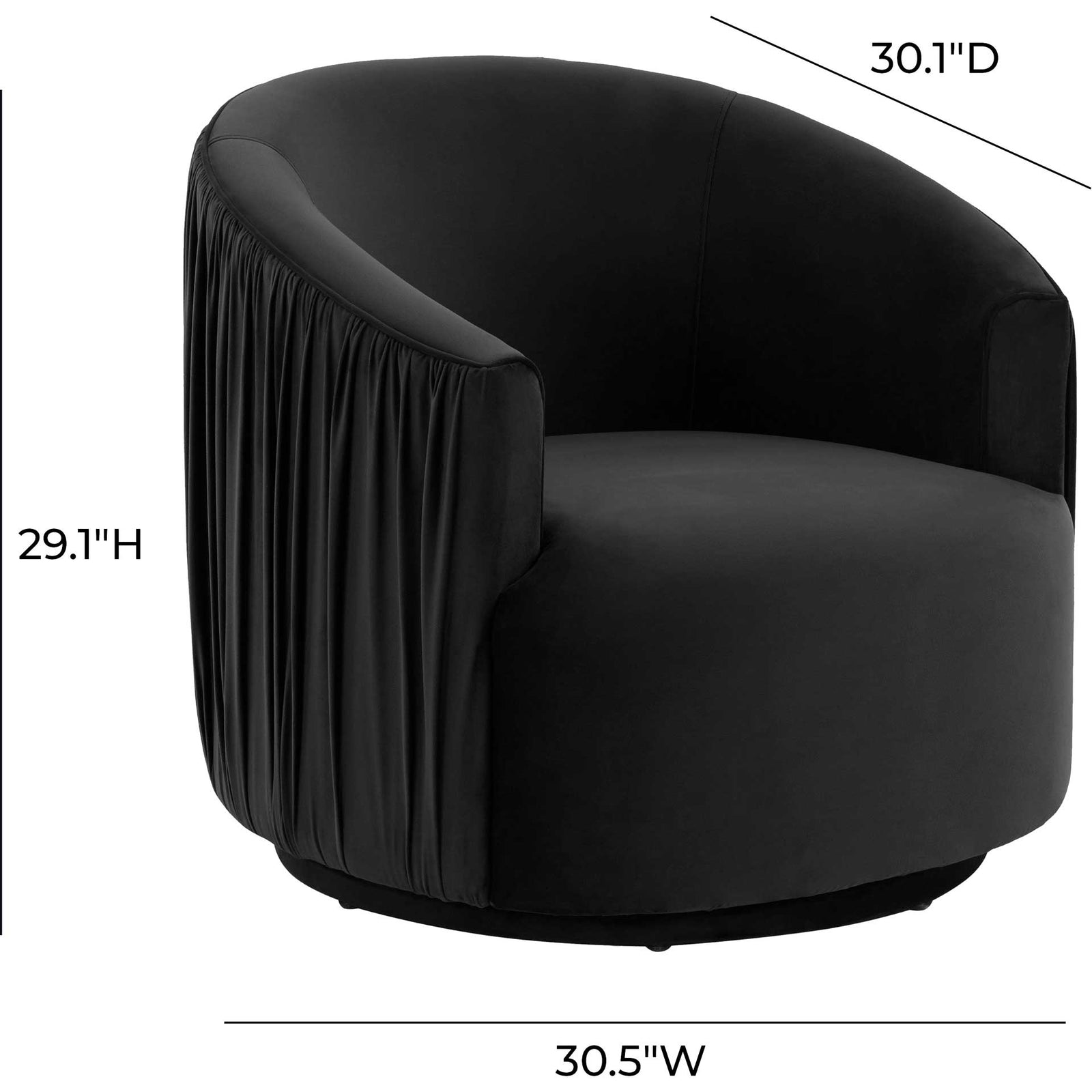 Lodi Pleated Swivel Chair Black