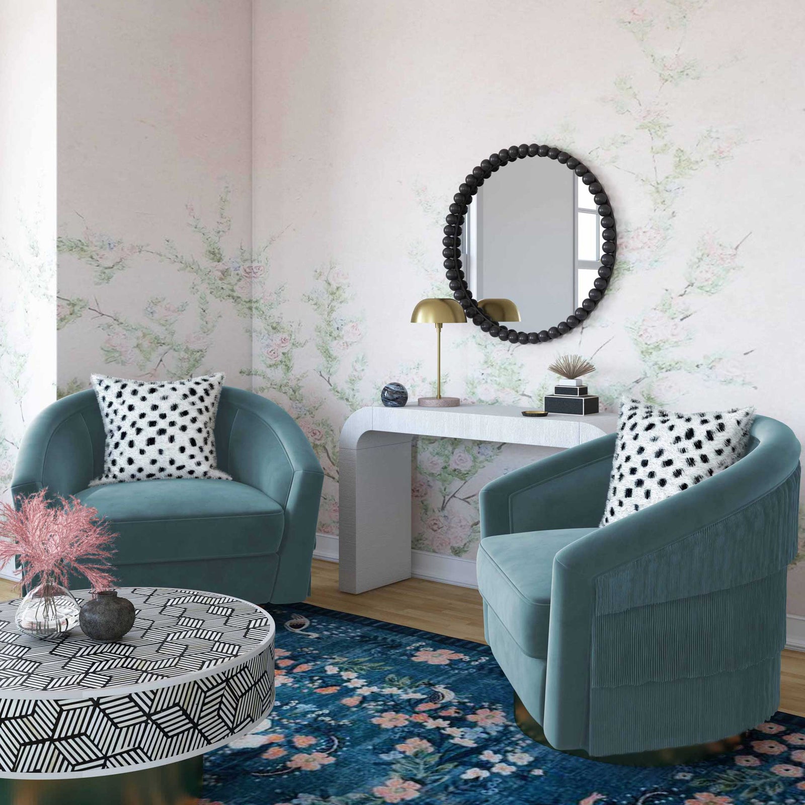 Fleur Swivel Chair Bluestone