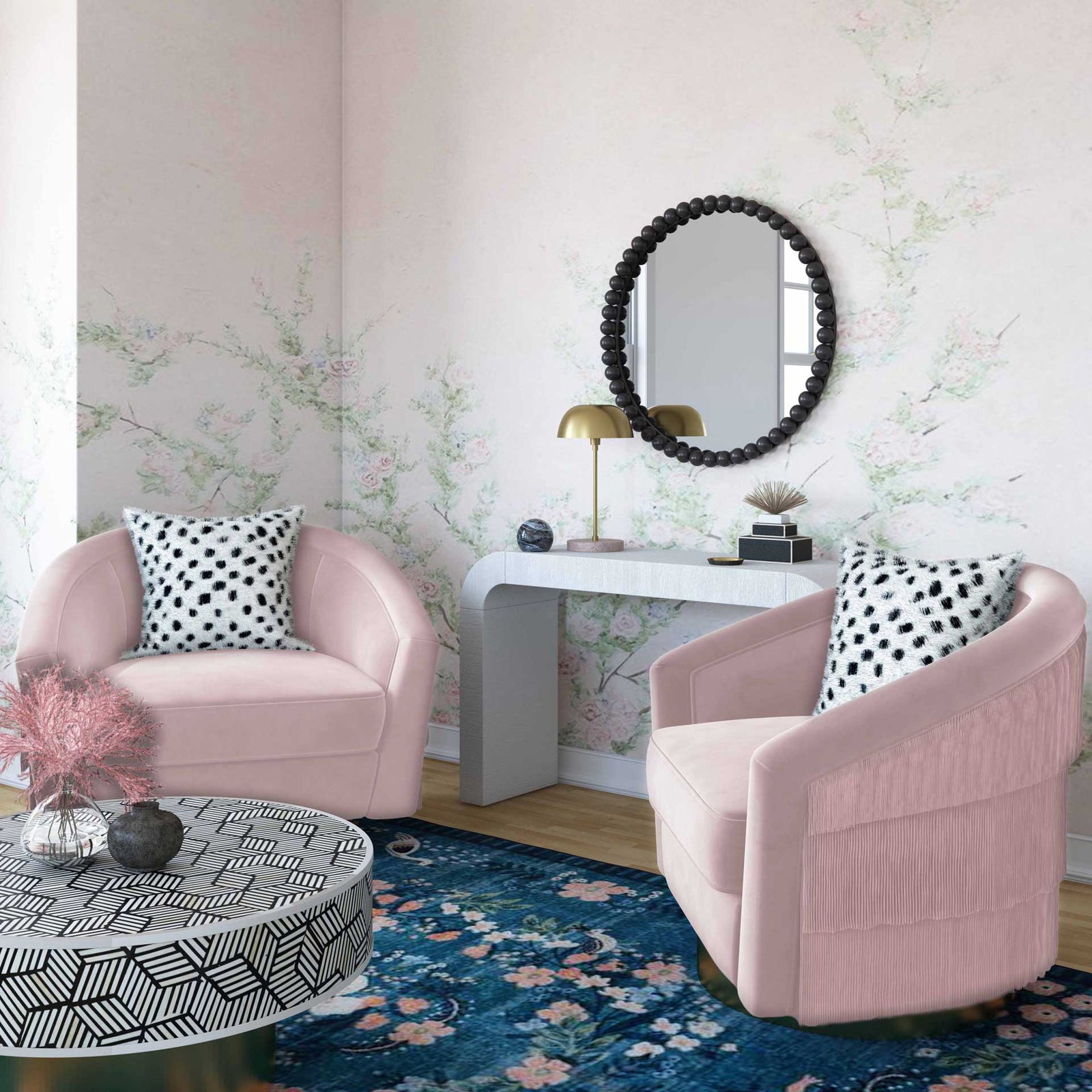 Fleur Swivel Chair Blush