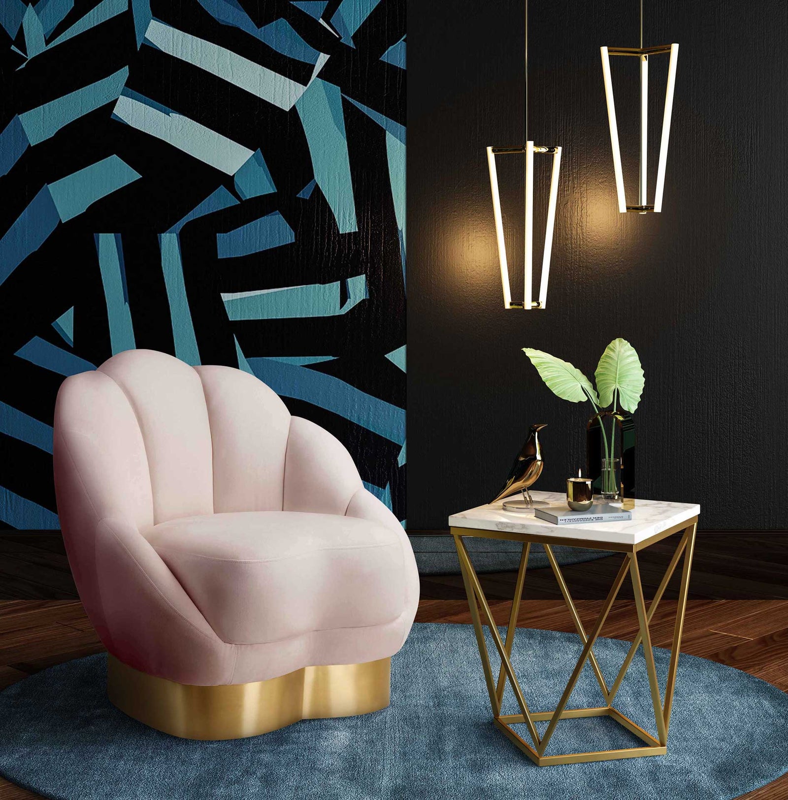 Blaise Velvet Chair Blush