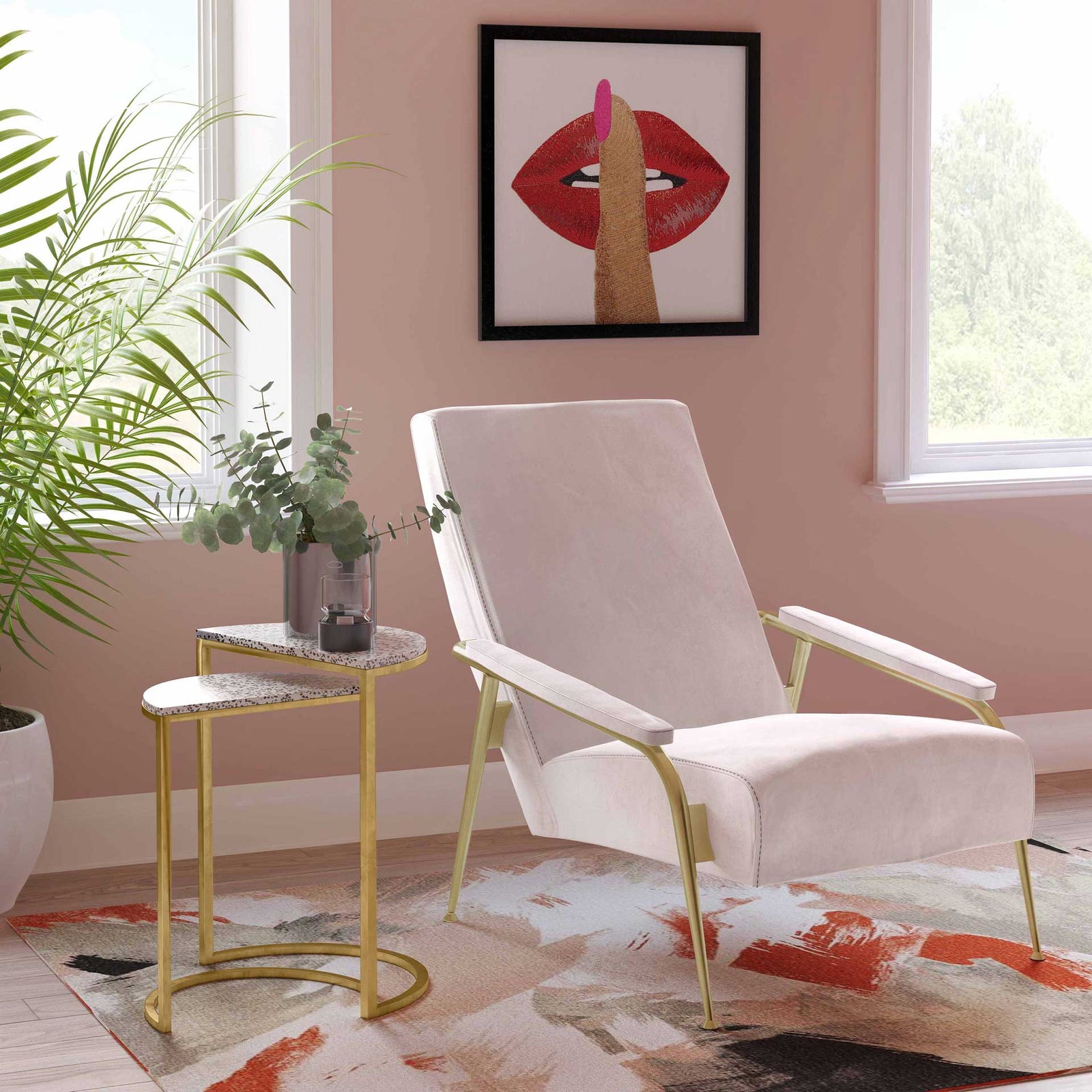 Abella Velvet Chair Blush