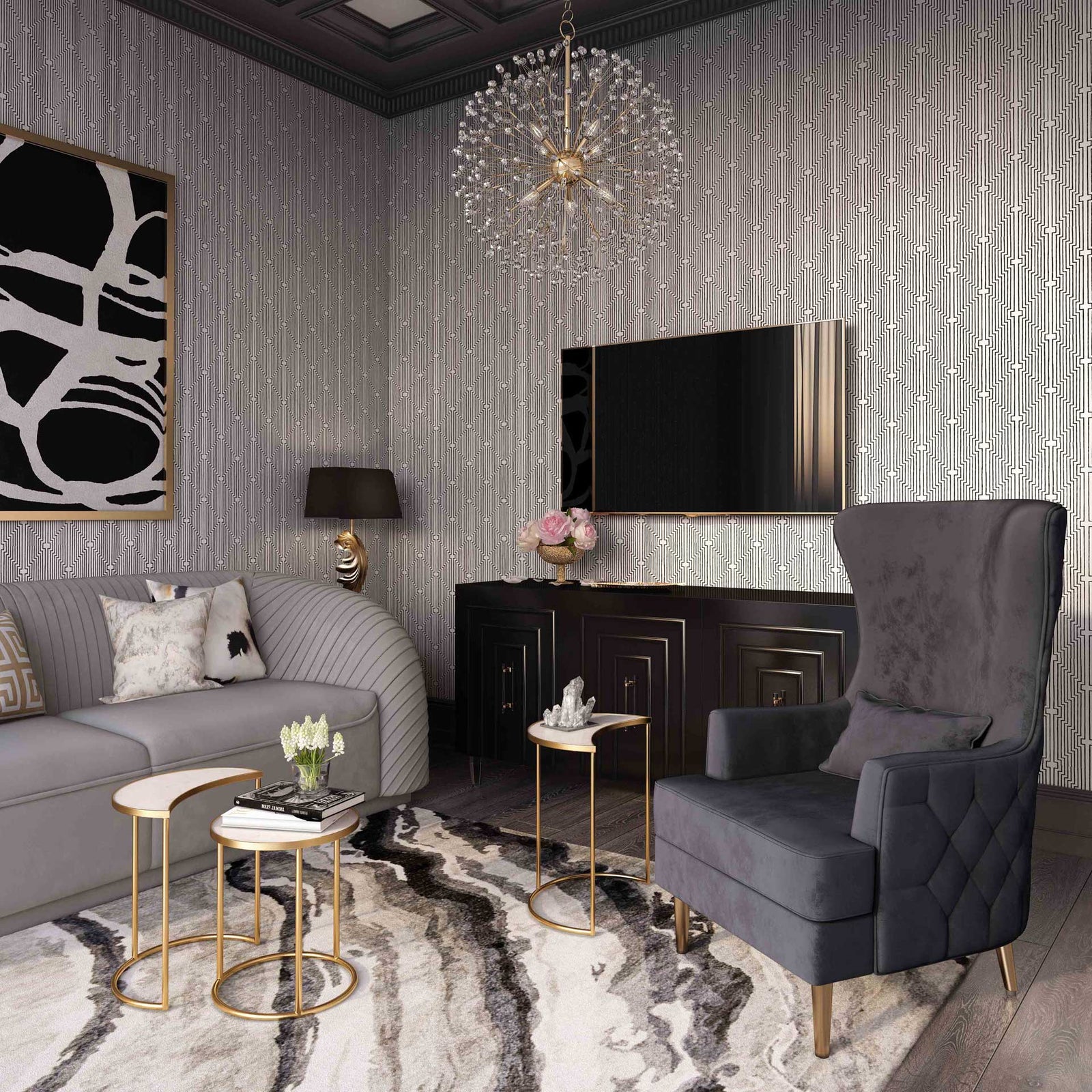 Alaia Tall Tufted Back Chair Black