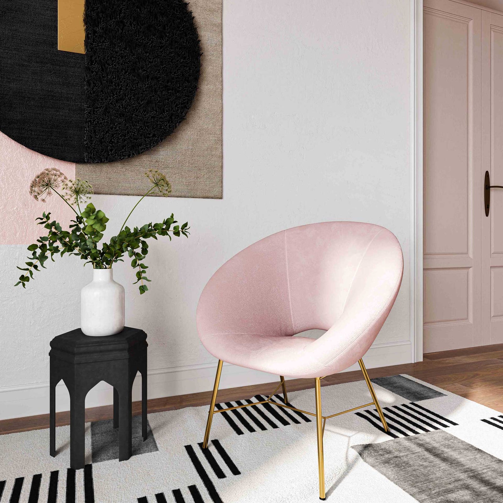 Noely Velvet Chair Blush