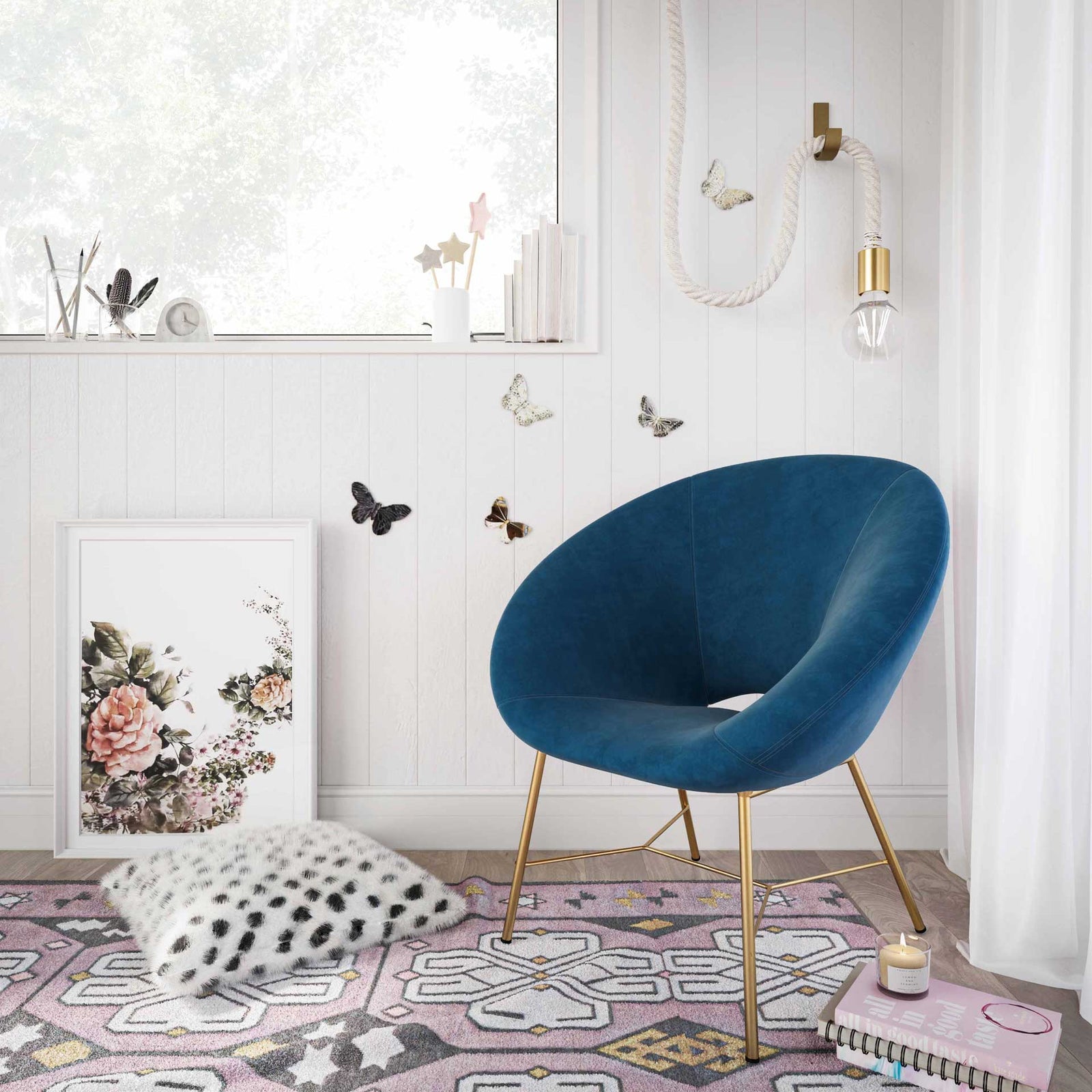 Noely Velvet Chair Navy