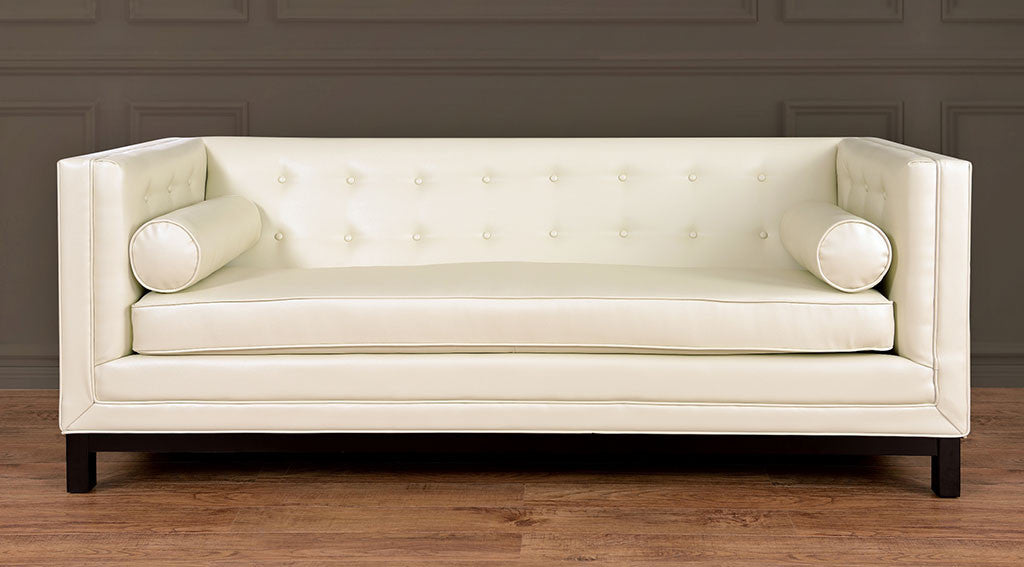 Ziv Cream Leather Sofa