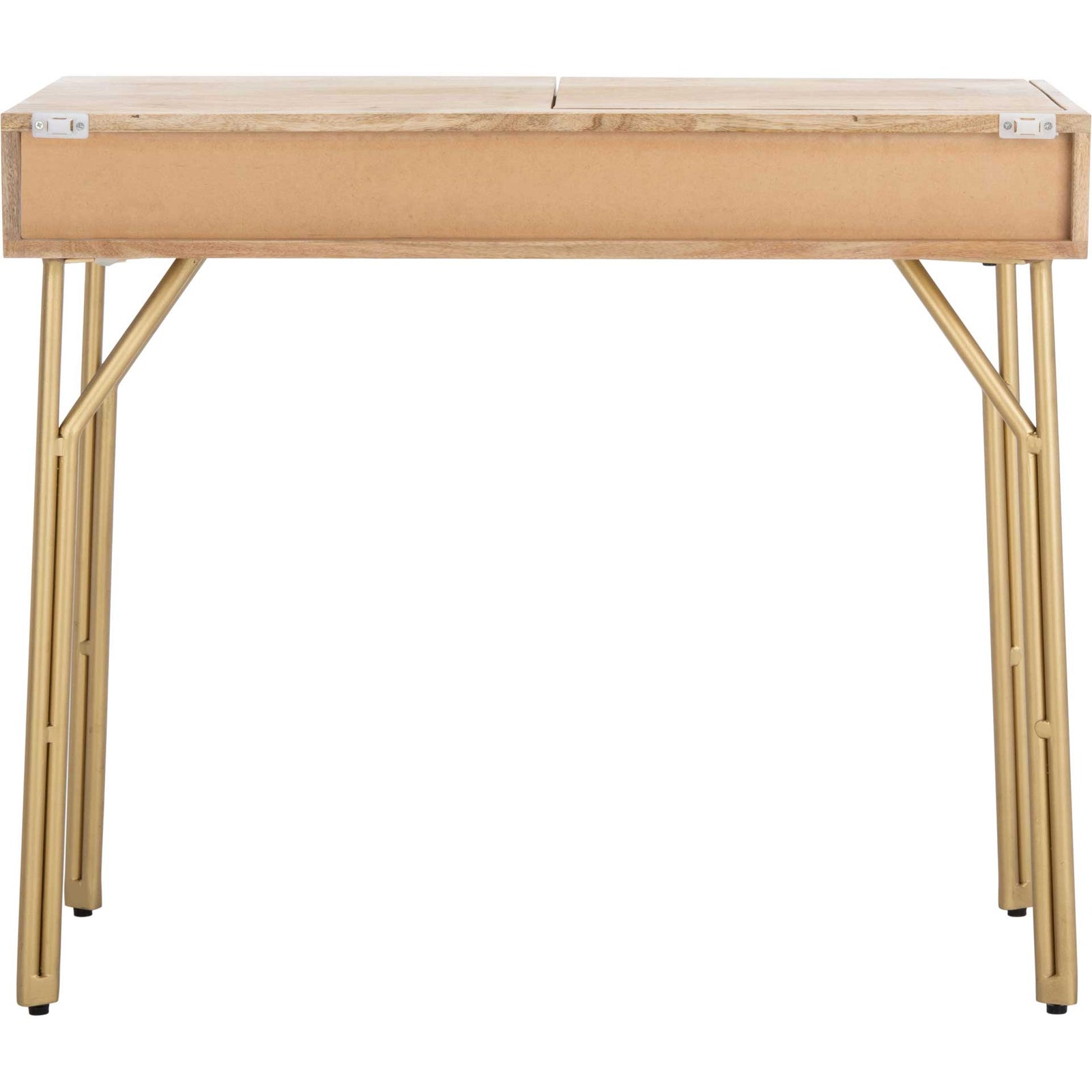 Lian 2 Drawer Vanity With Mirror Natural/Brass