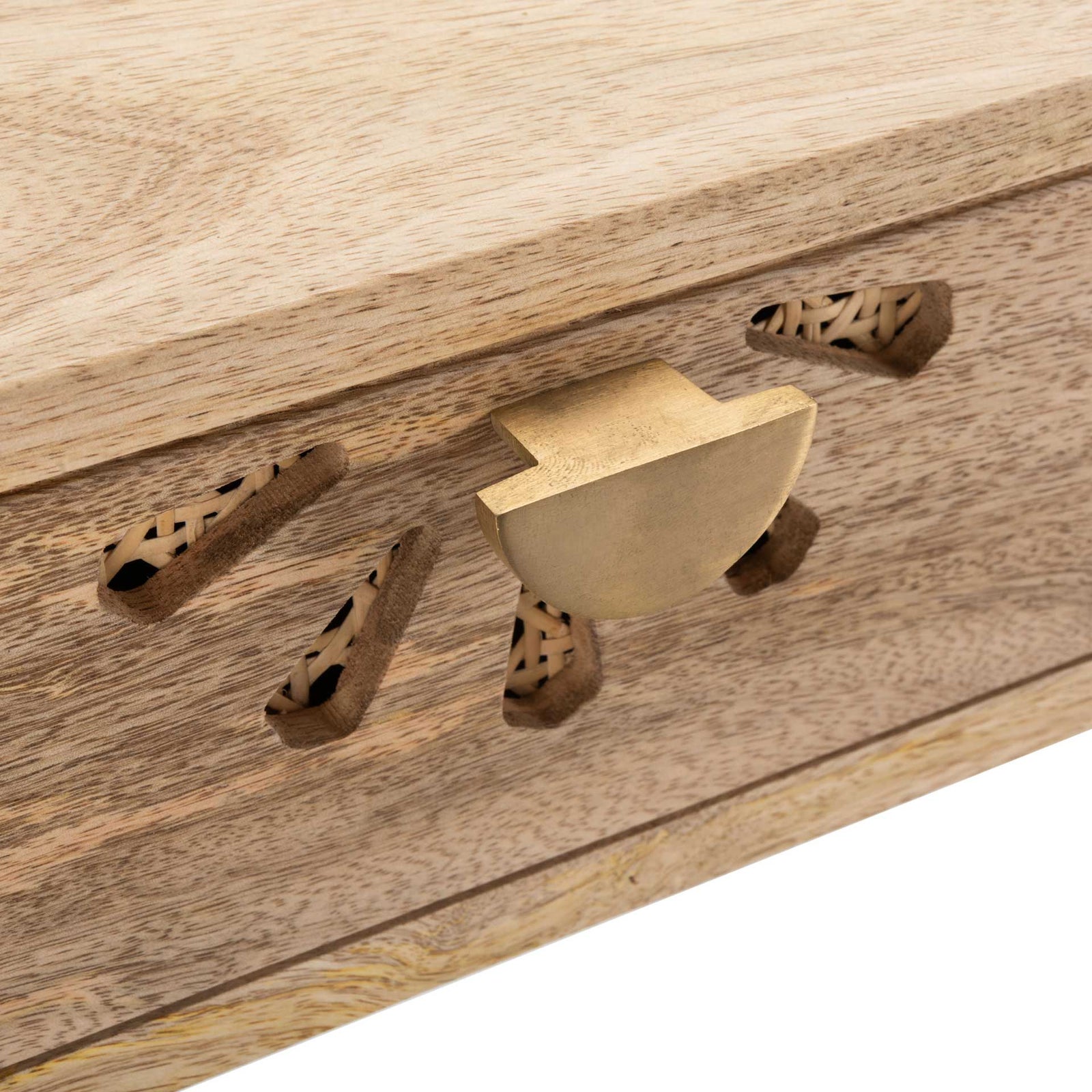 Lian 2 Drawer Vanity With Mirror Natural/Brass