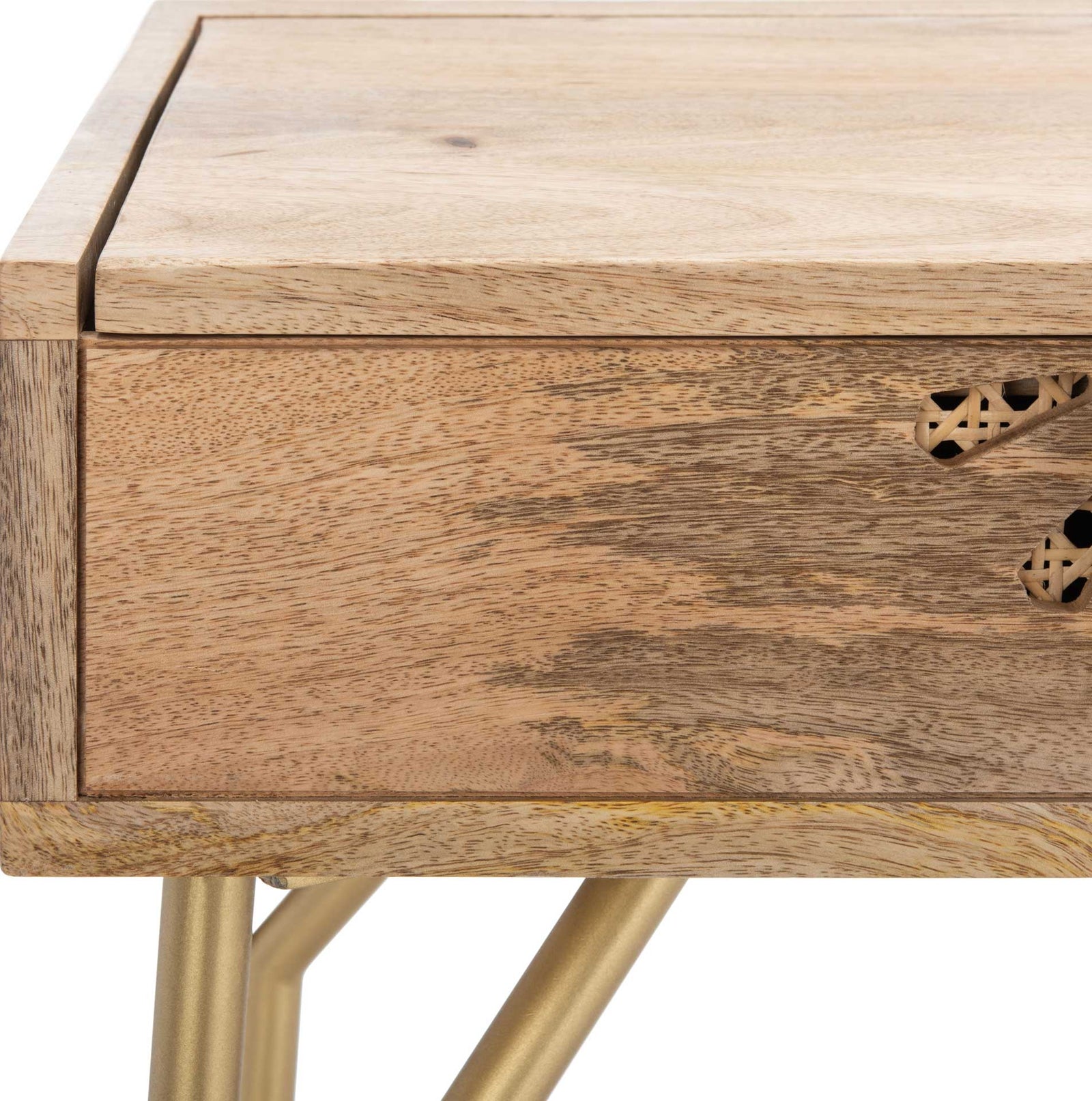 Lian 2 Drawer Vanity With Mirror Natural/Brass