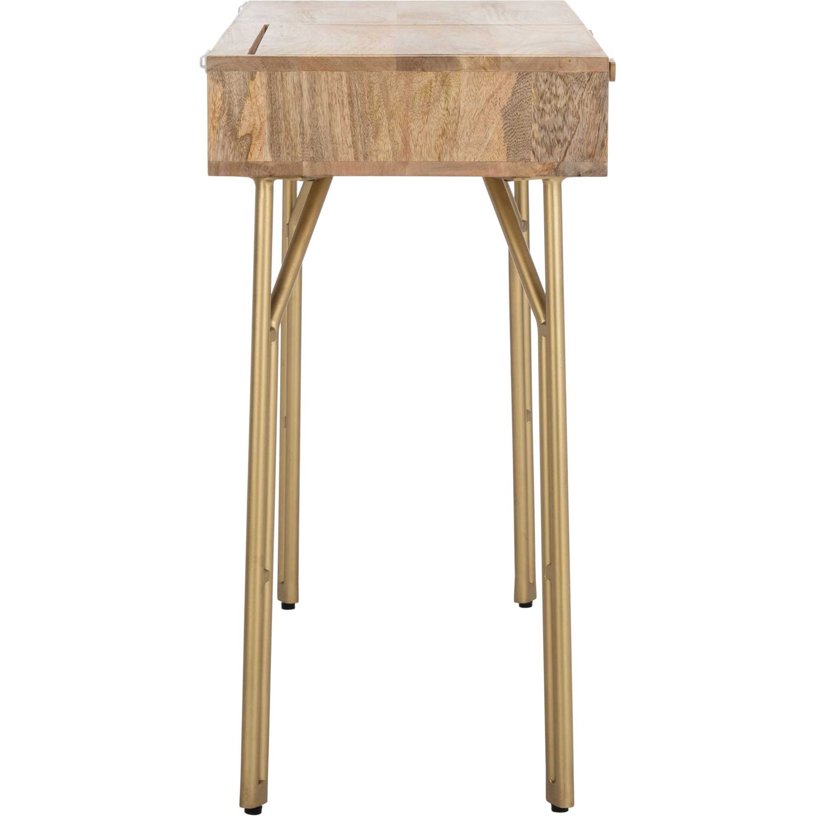 Lian 2 Drawer Vanity With Mirror Natural/Brass