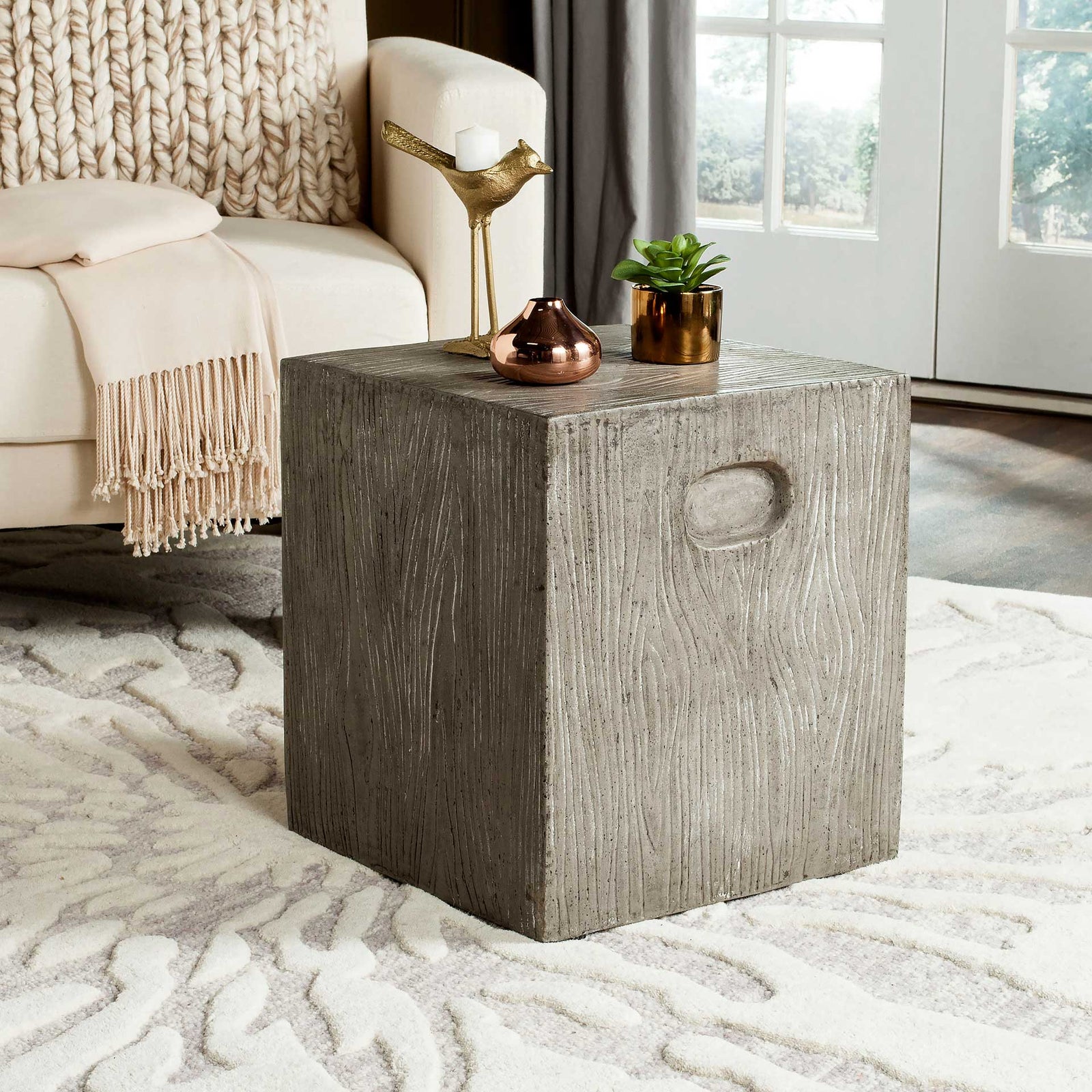 Cursten Modern Concrete Accent Table Dark Gray