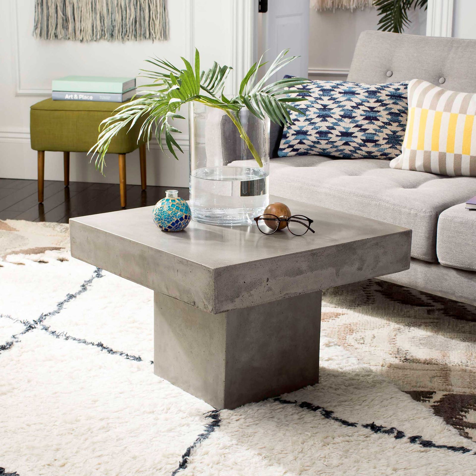 Taika Modern Concrete Coffee Table Dark Gray
