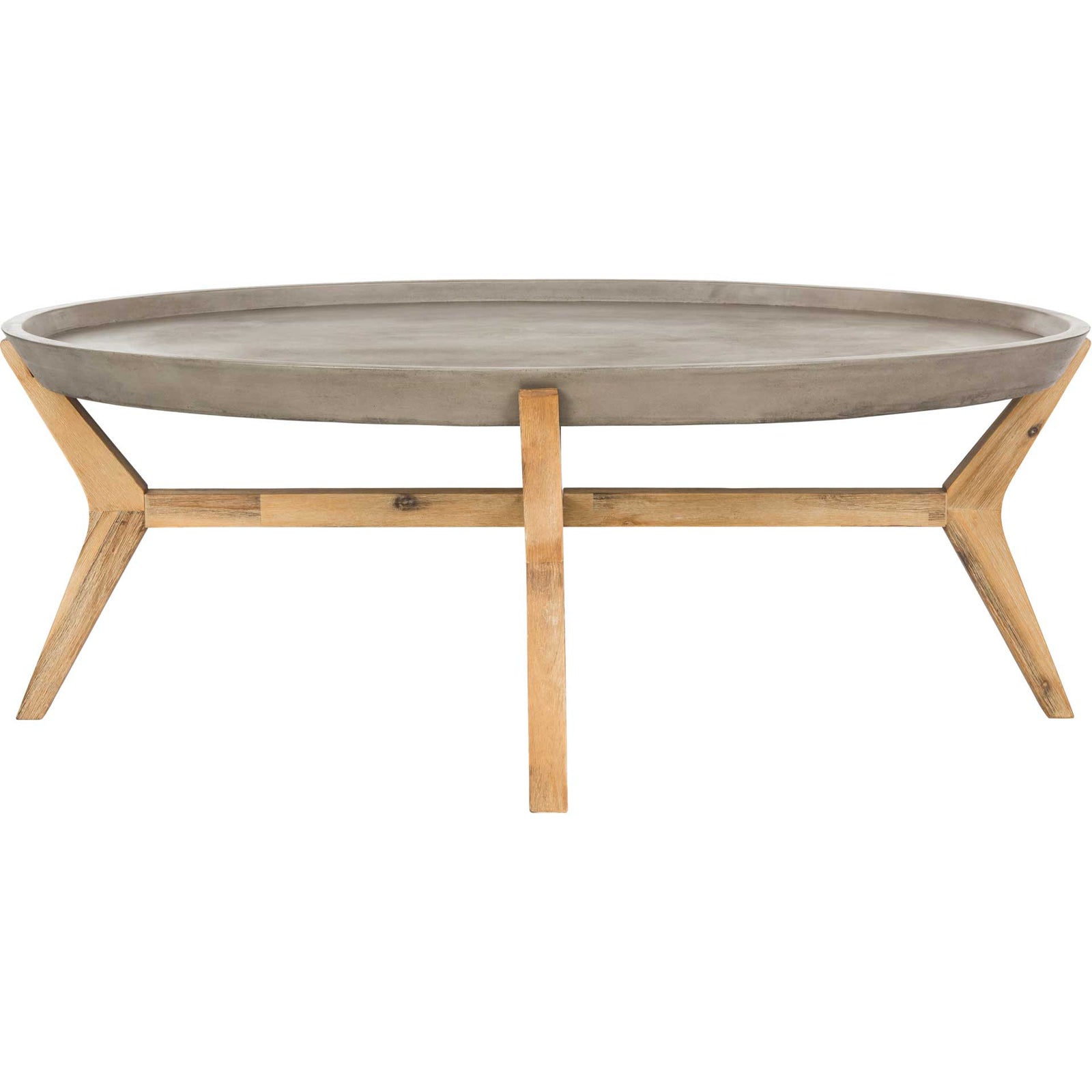 Hagan Modern Concrete Oval Coffee Table Dark Gray