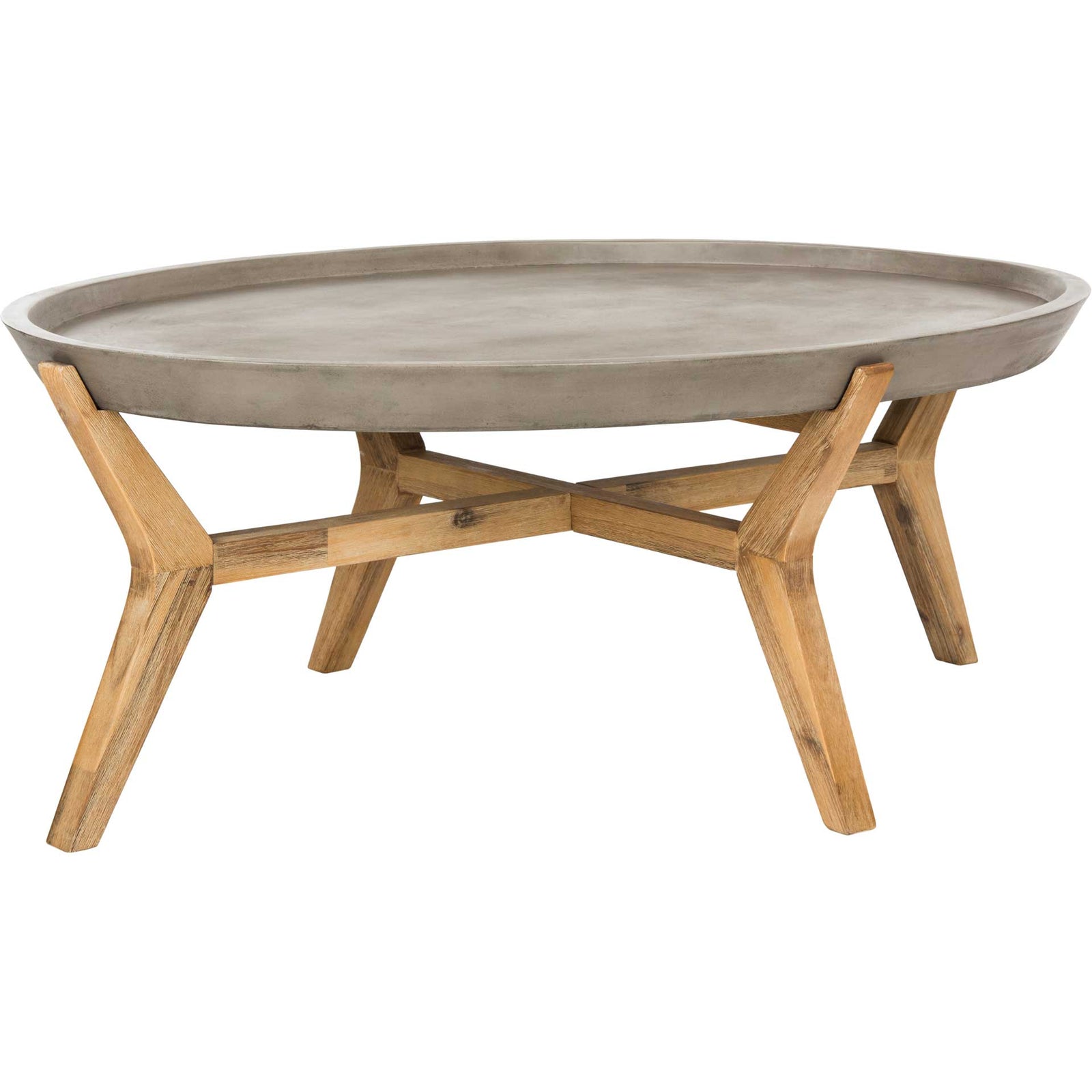 Hagan Modern Concrete Oval Coffee Table Dark Gray