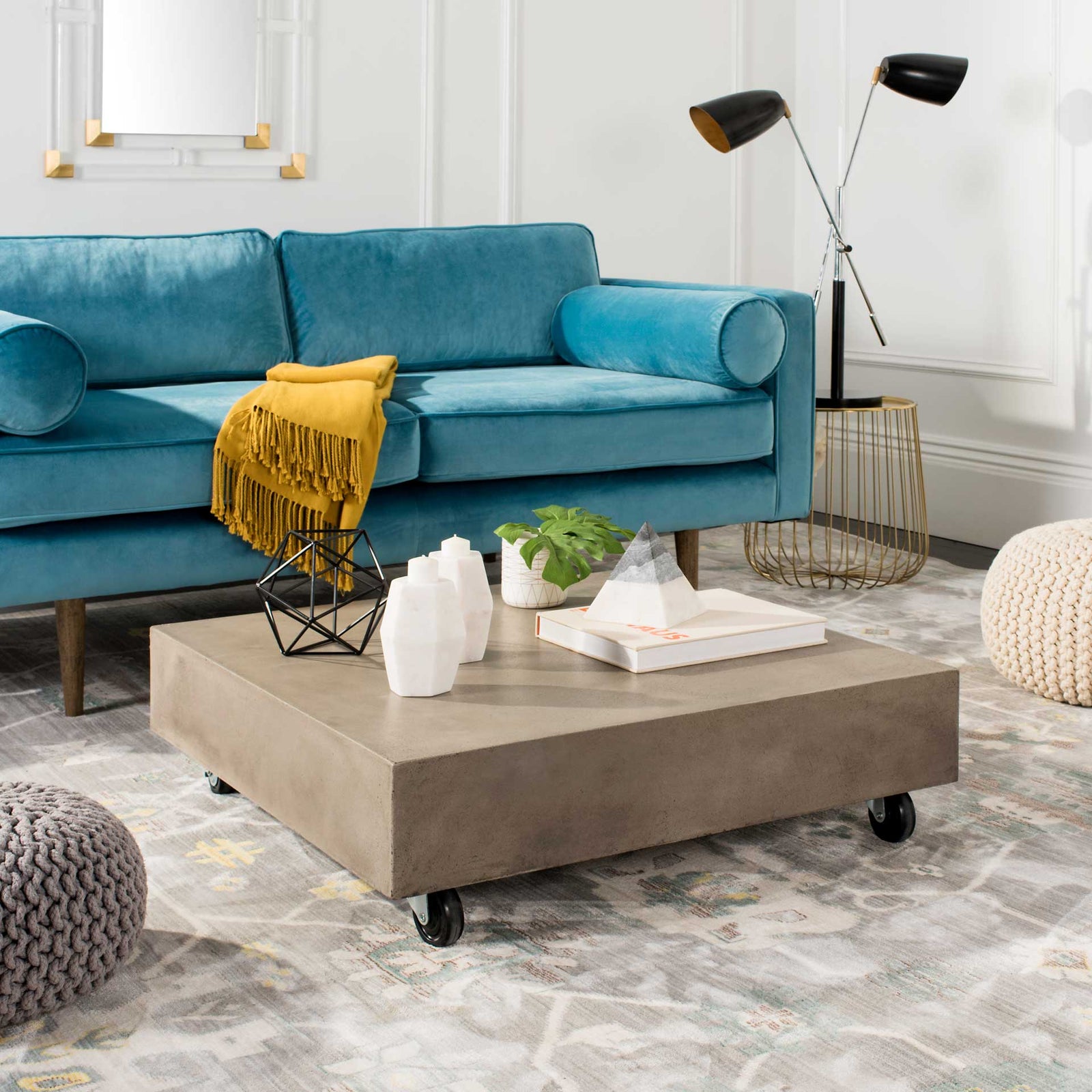 Gabrielle Modern Concrete Coffee Table Dark Gray