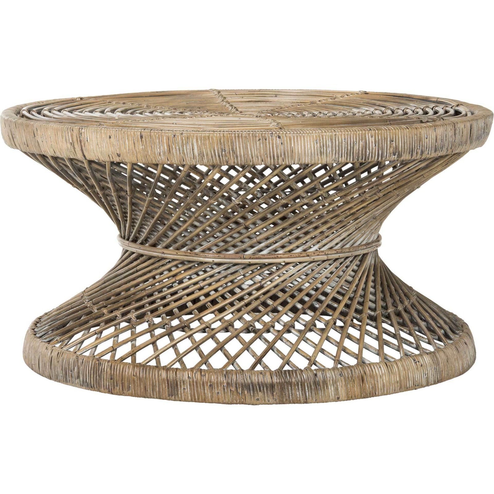 Griffin Bowed Coffee Table Gray White Wash