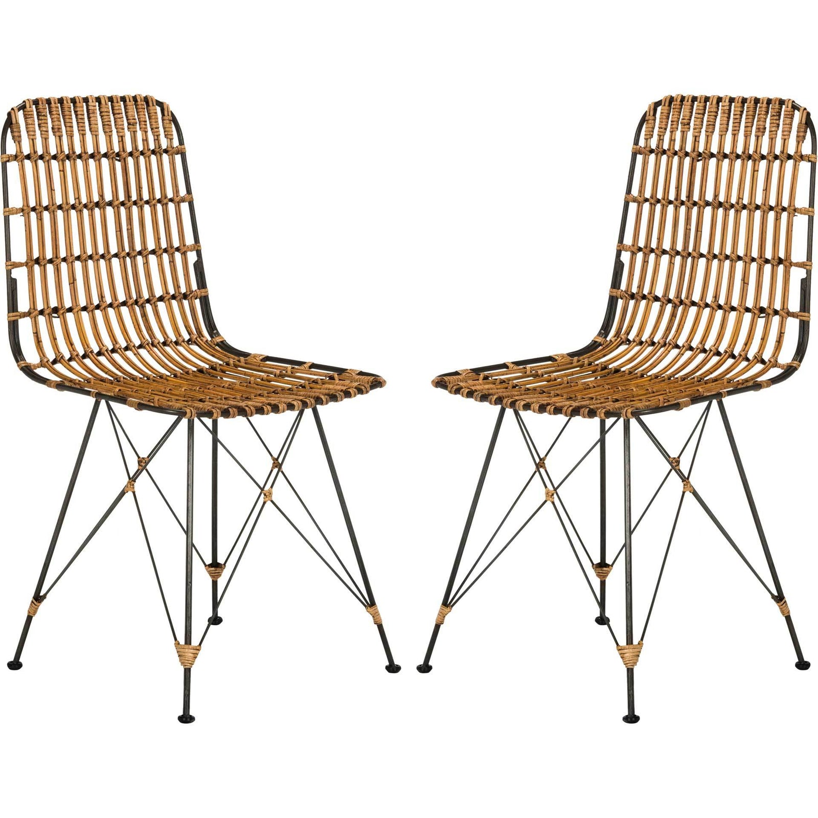 Millie Wicker Dining Chair Natural Brown Wash (Set of 2)