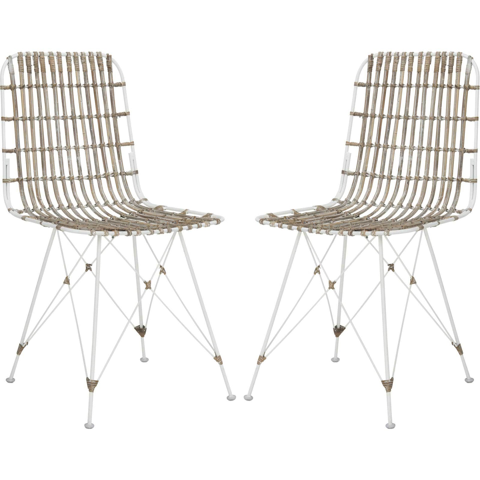 Millie Wicker Dining Chair White Wash (Set of 2)
