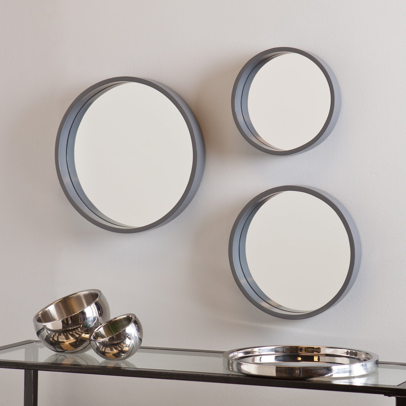 Daws Wall Mirror Cool Gray (Set of 3)