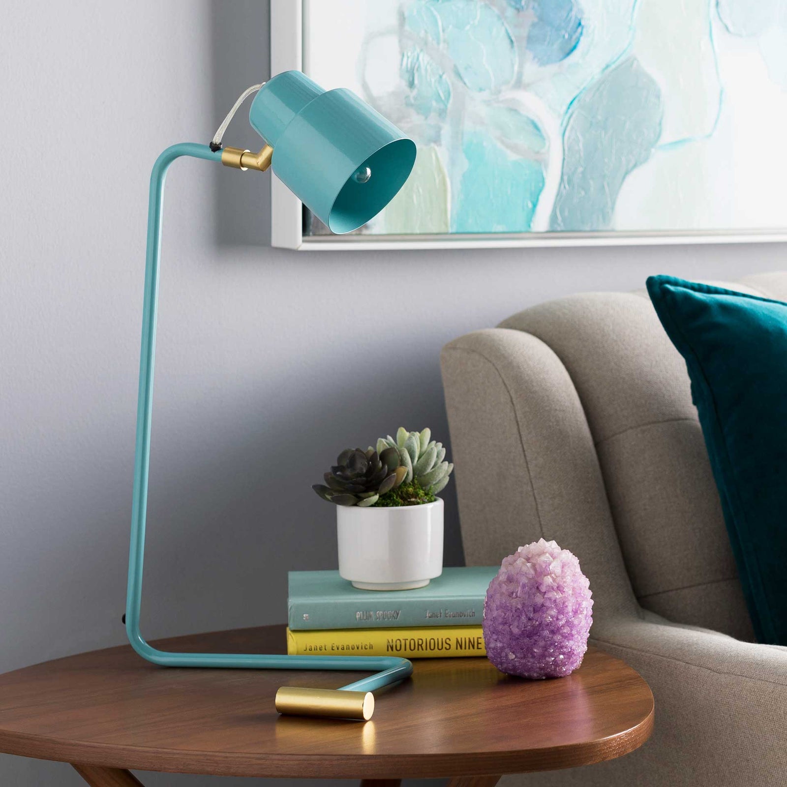 Blythe Table Lamp Aqua/Sky Blue/Brass