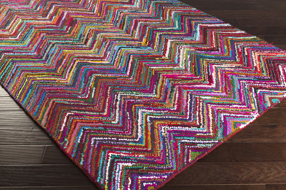 Boho Chevron Magenta/Aqua Area Rug