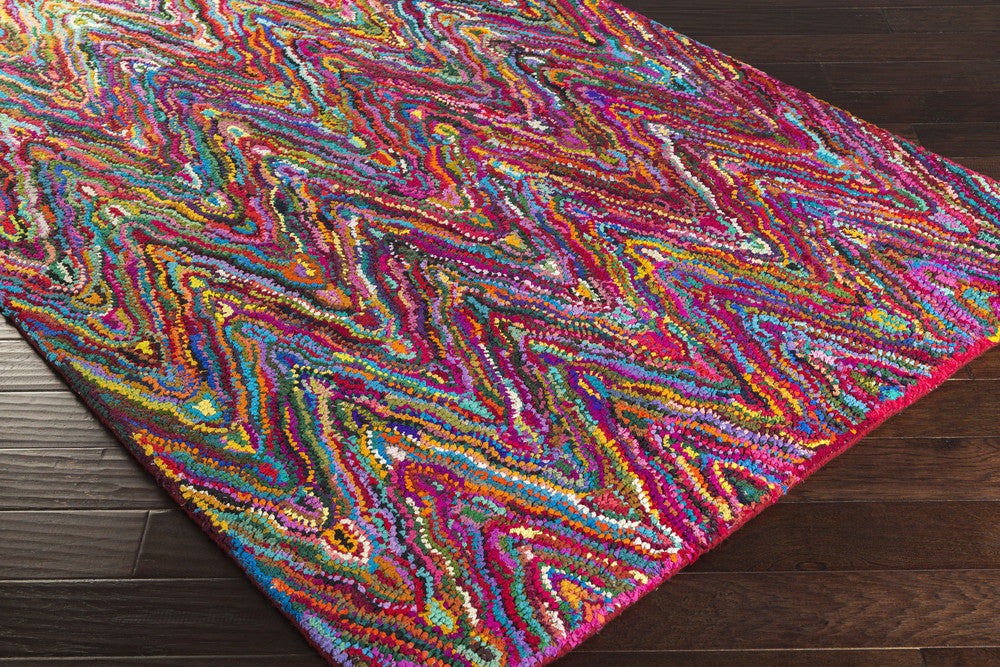 Boho Wave Magenta/Aqua Area Rug