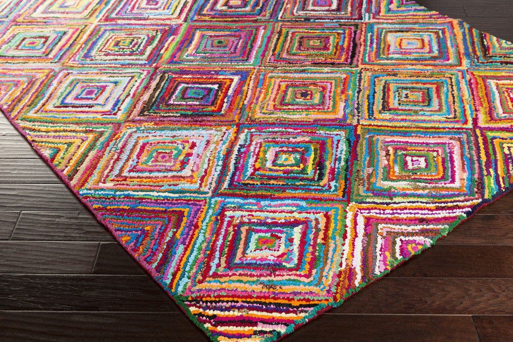 Boho Magenta/Aqua Area Rug