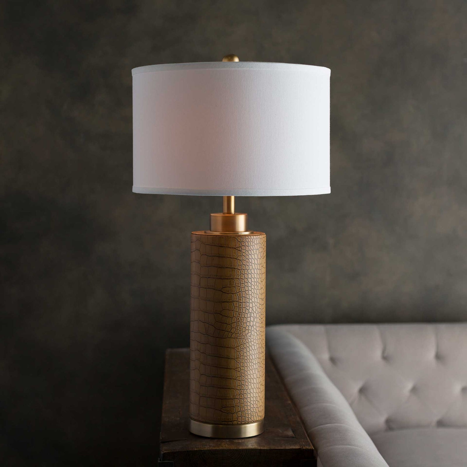 Bruce Table Lamp Tan/White/Camel