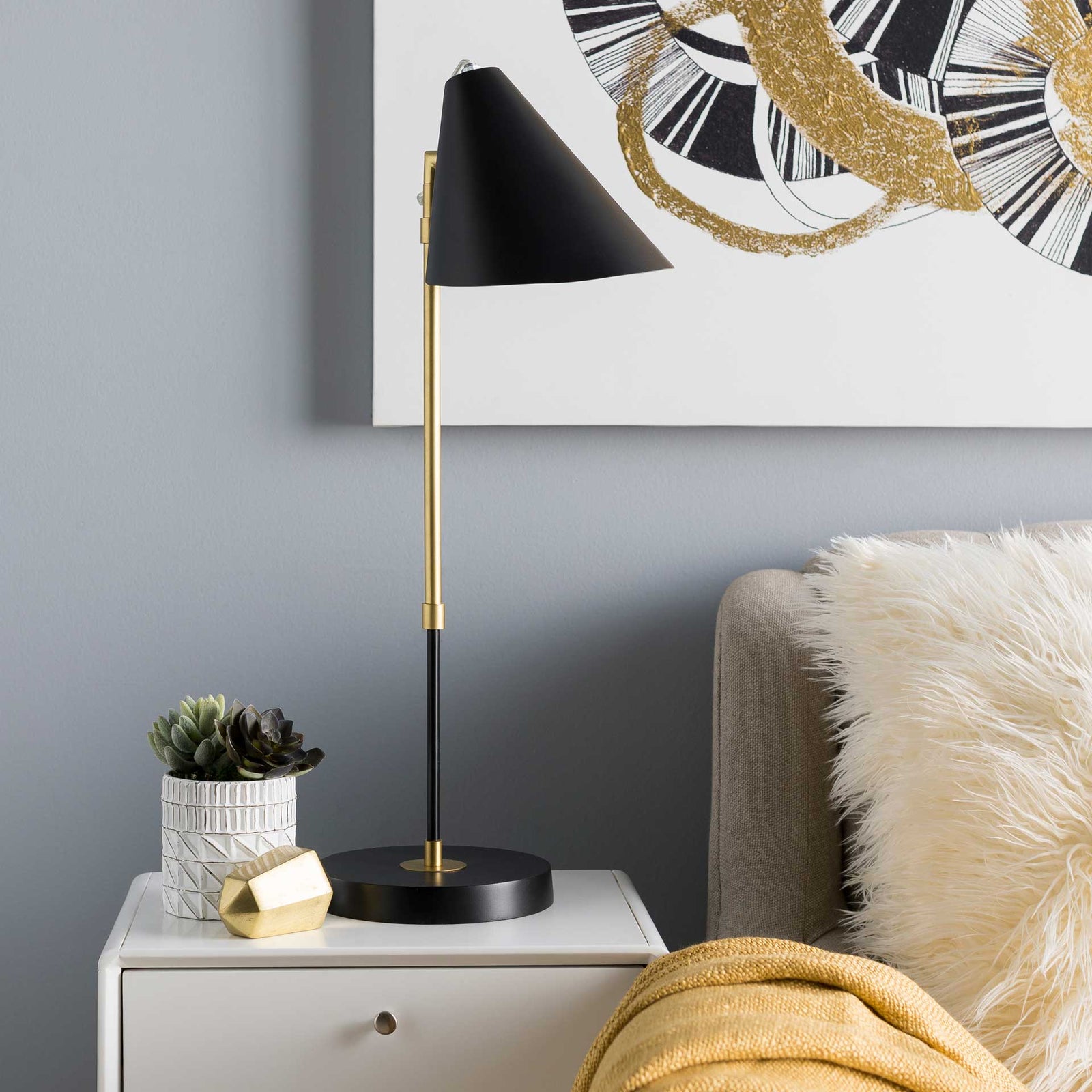 Benson Table Lamp Black/Brass/Brass