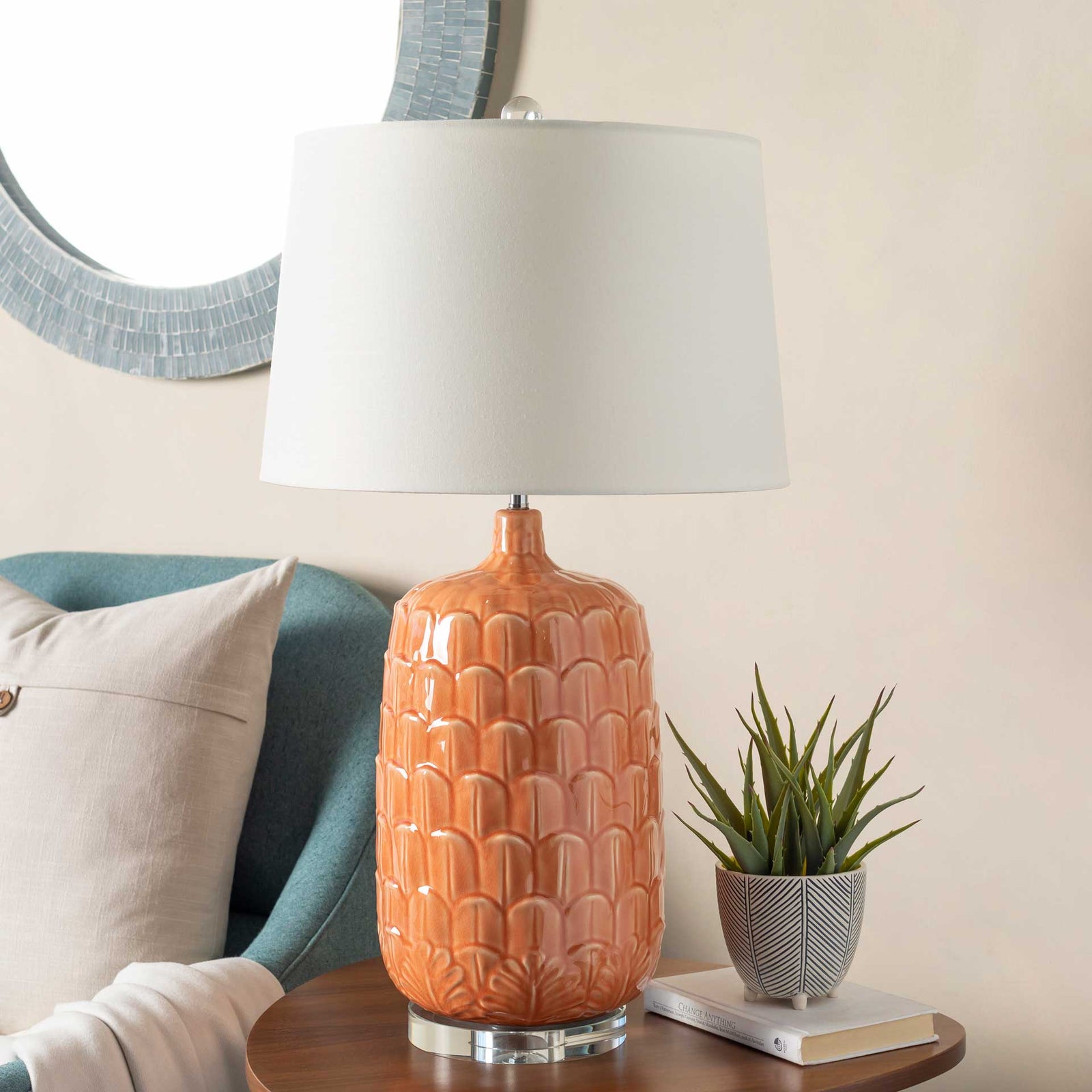 Brian Table Lamp Bright Orange/White/Coral