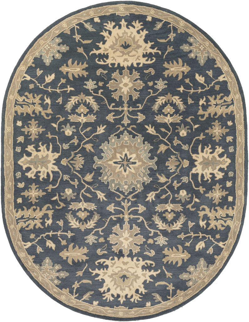 Caesar Navy/Taupe Round Rug
