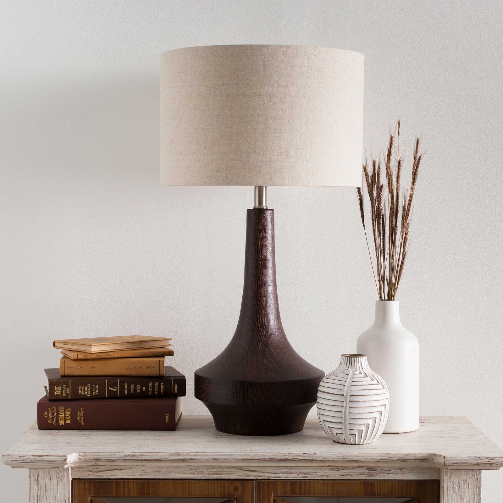 Callum Table Lamp Ivory/Dark Brown/Beige