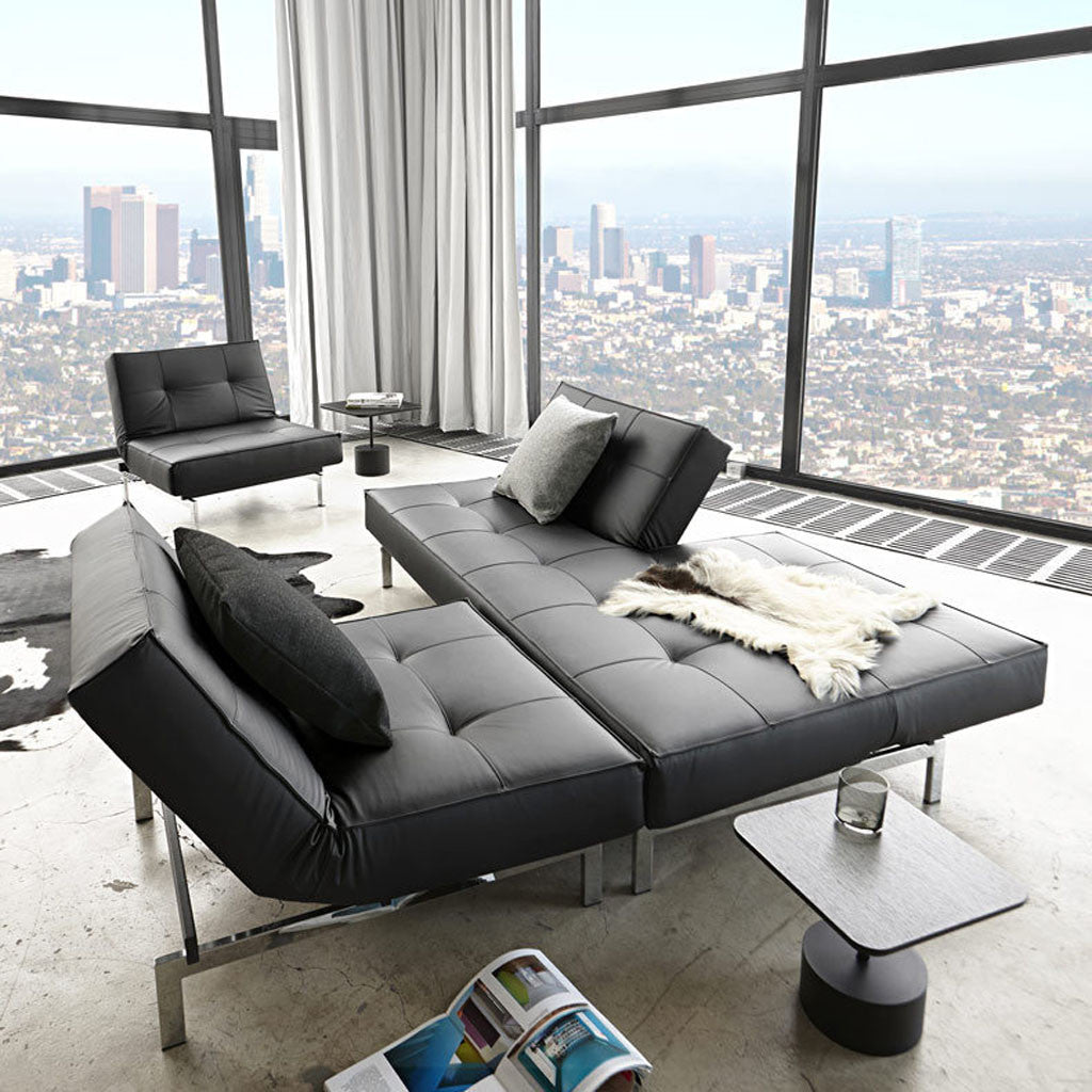 Stockholm Sofa Steel Black Leather