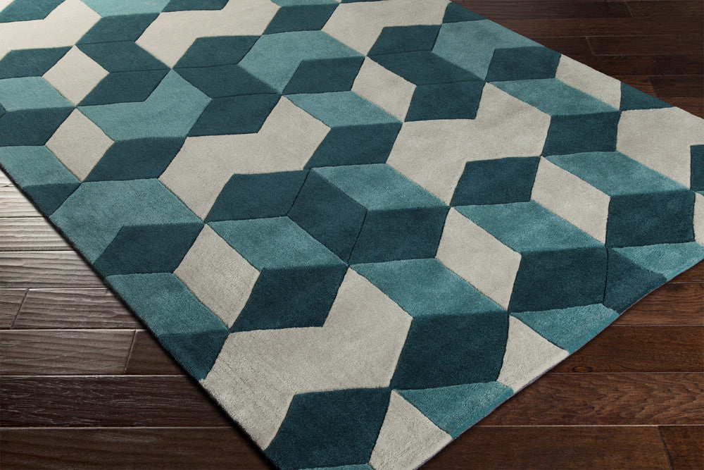 Cosmopolitan Teal/Light Gray Area Rug