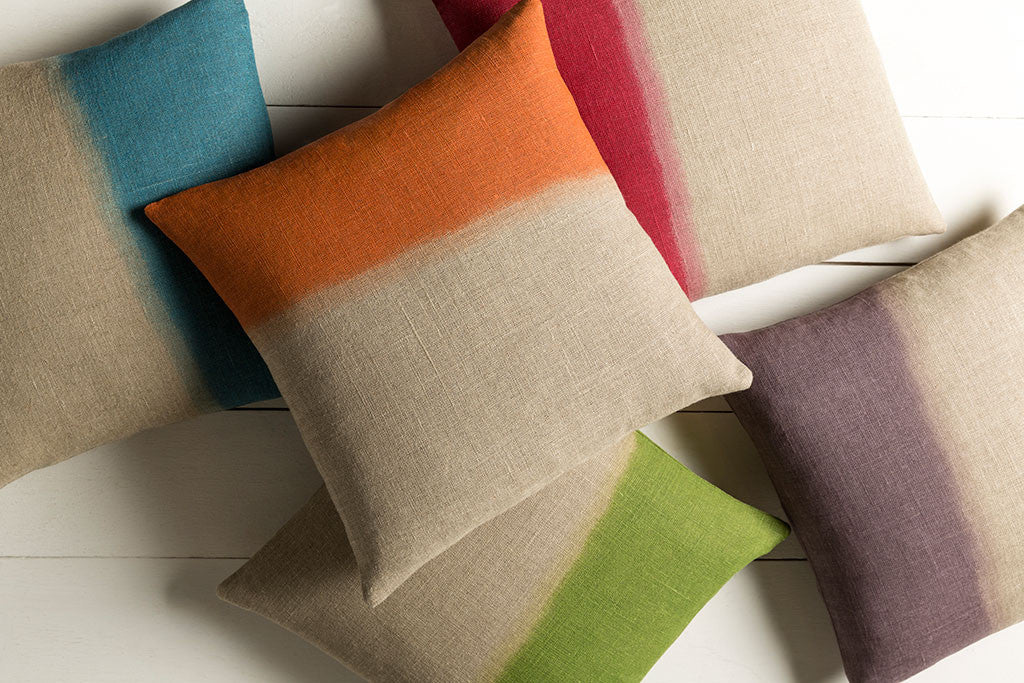 Dip Dyed Light Gray/Teal Pillow