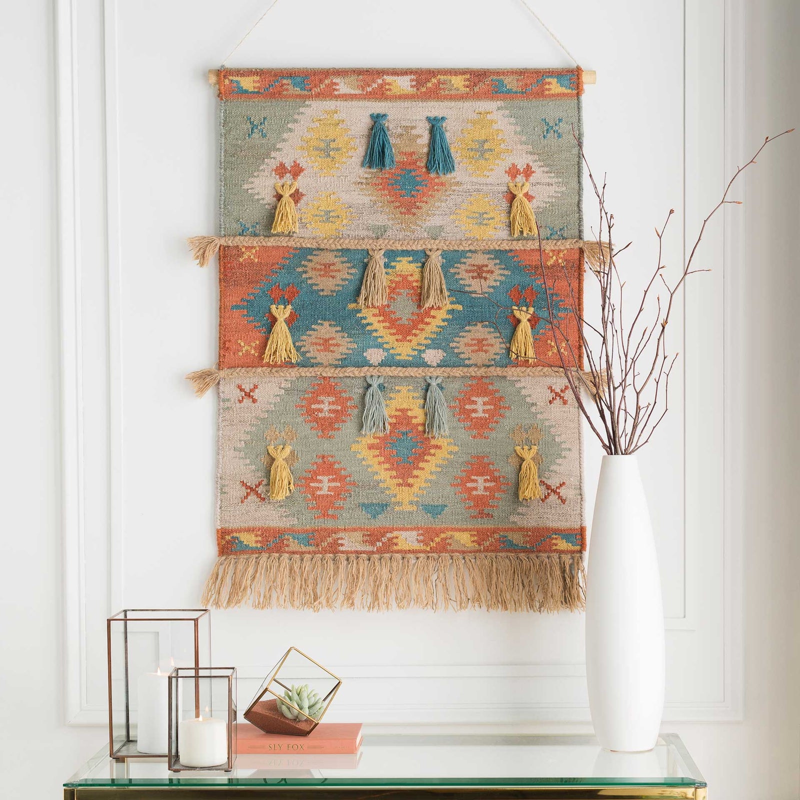 Abel Wall Hanging Beige/Aqua/Sage