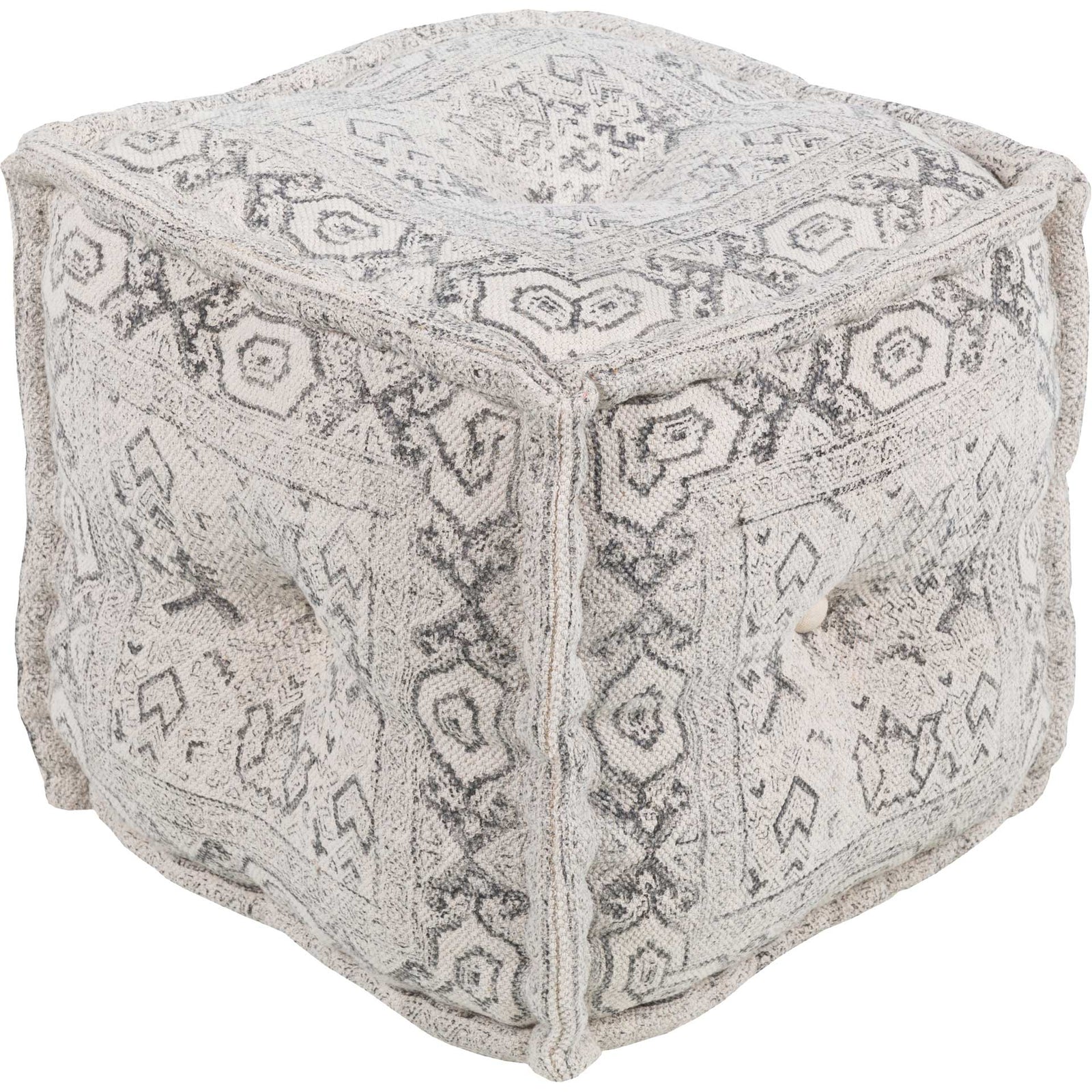 Damon Pouf Ivory/Charcoal