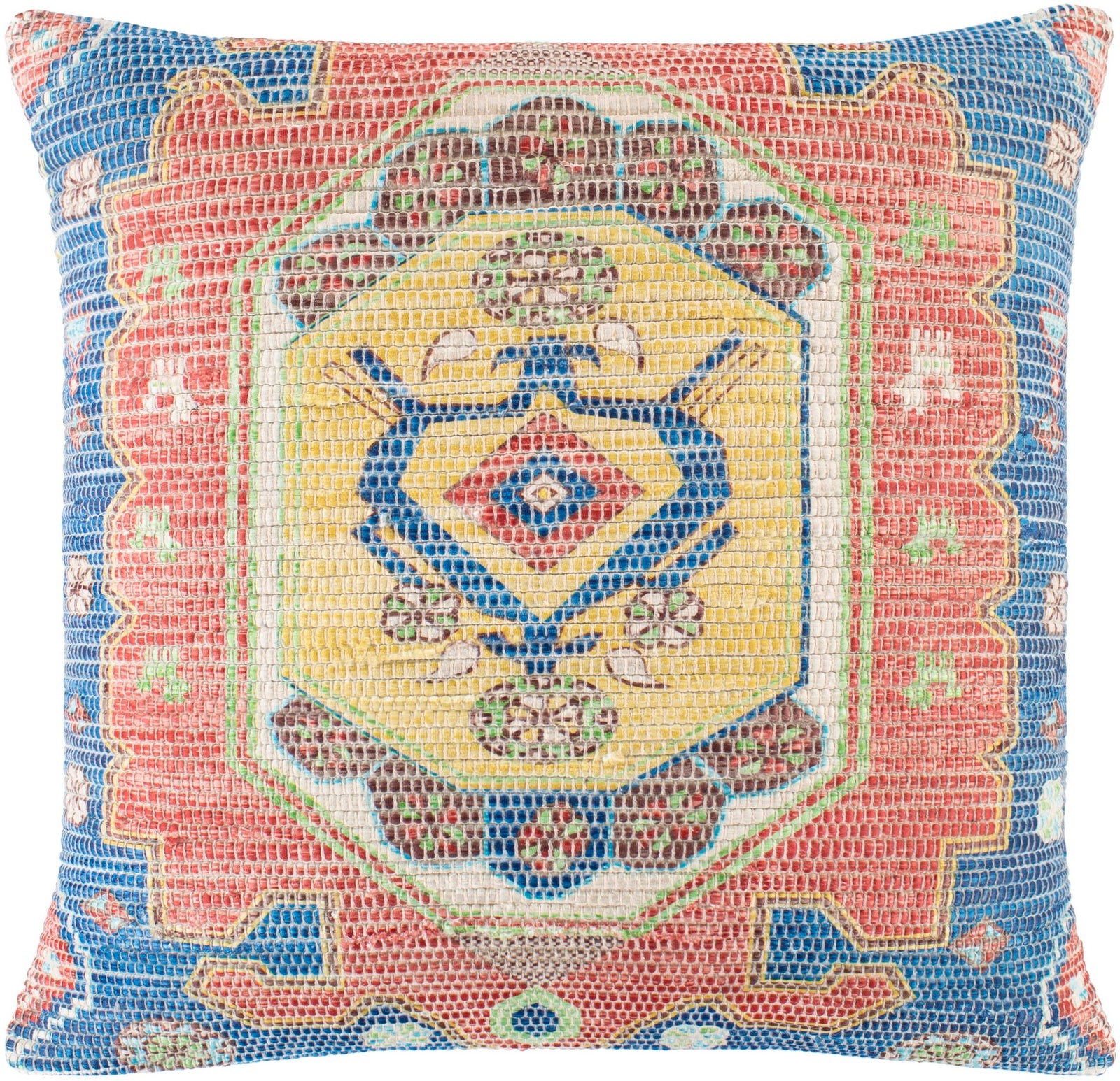 Derek Pillow Beige/Sky Blue/Saffron