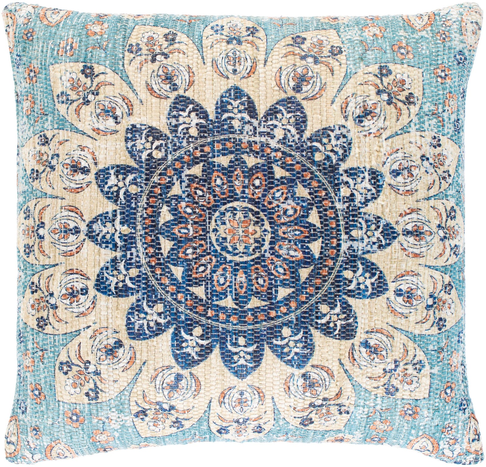 Derek Pillow Beige/Bright Blue/Aqua