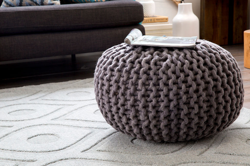 Fargo Solid Neutral Sphere Pouf