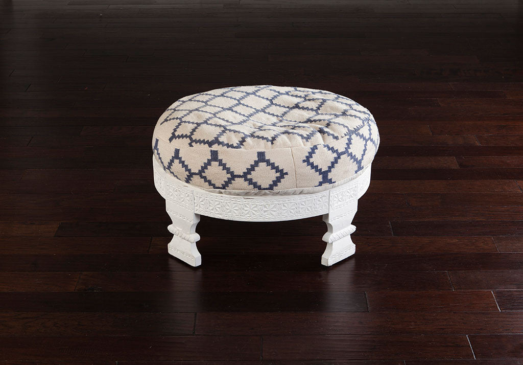 Moroccan Ottoman Blue/White