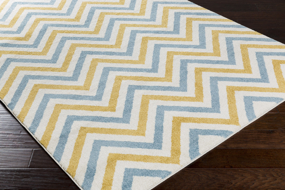 Horizon Chevron Ivory/Gold/Slate Area Rug