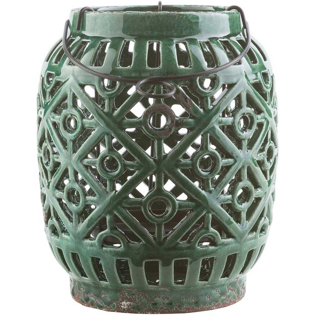 Killian Ceramic Lantern Emerald/Kelly Green