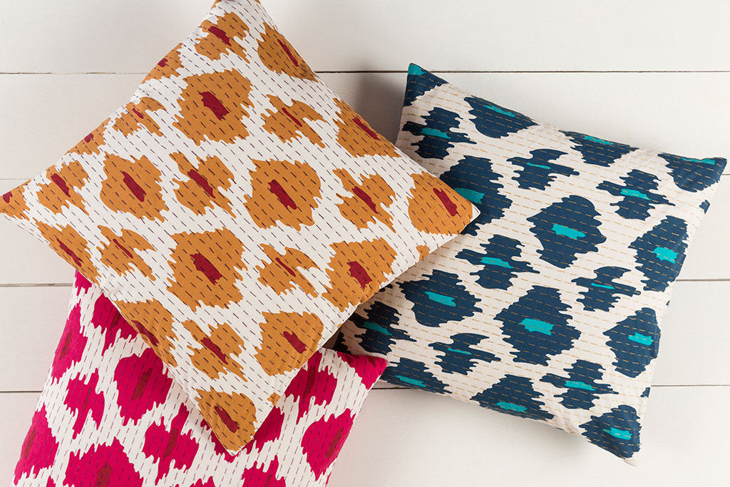 Kantha Navy/Aqua Pillow