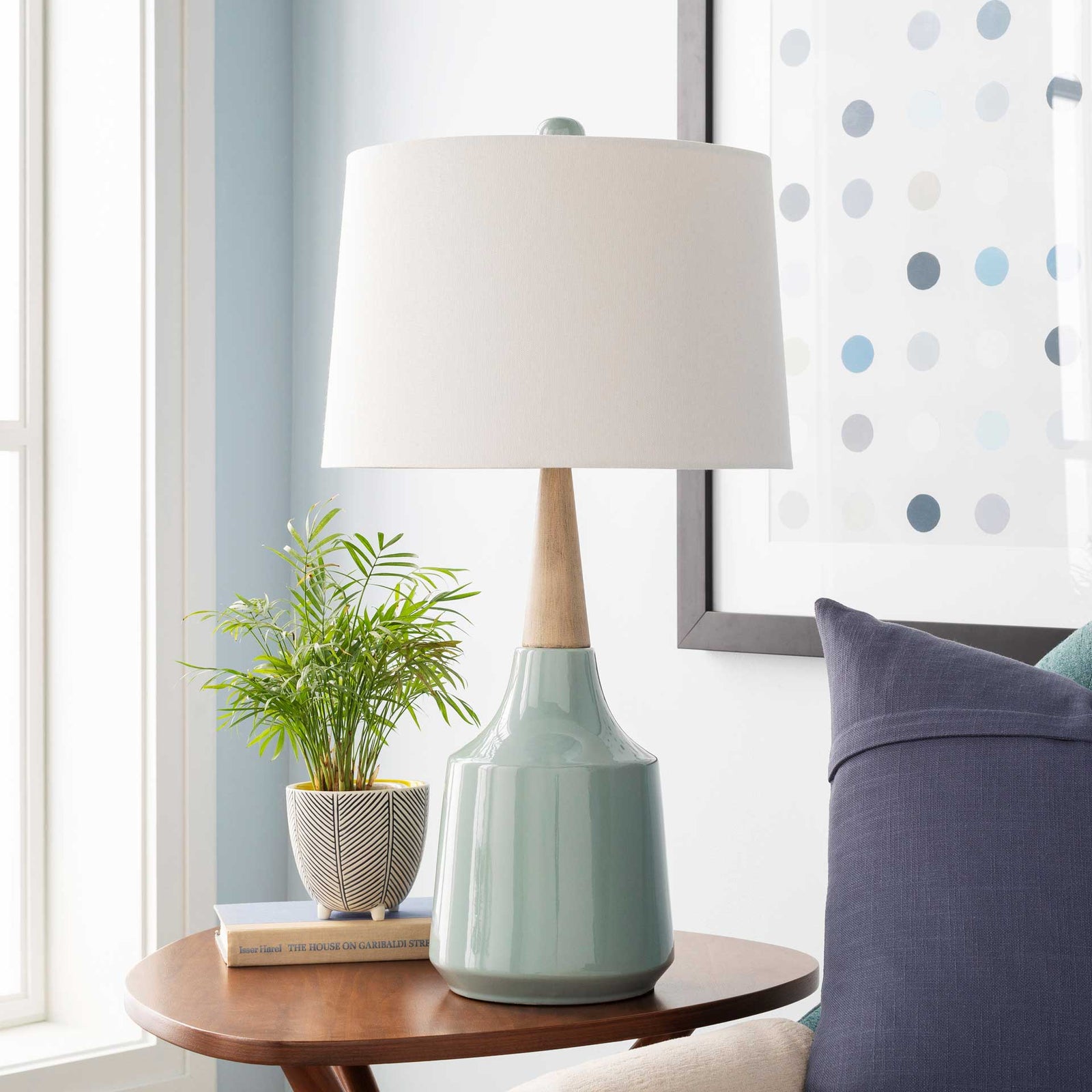 Keaton Table Lamp White/Pale Blue