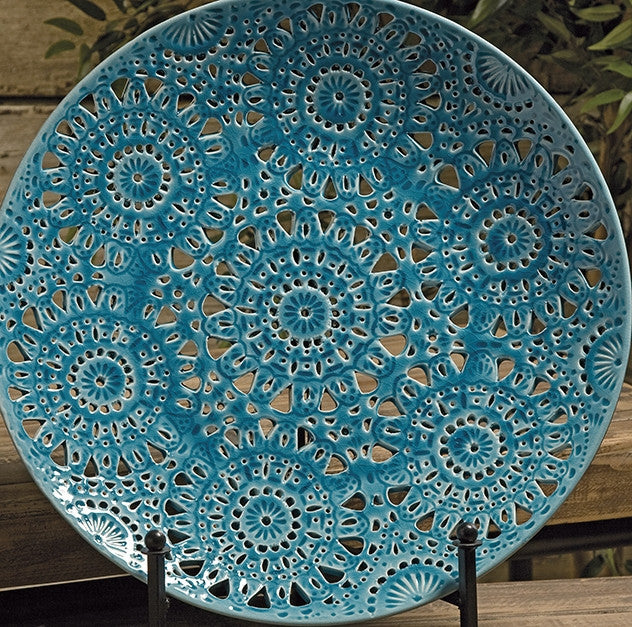 Labette Floral Pierced Charger with Iron Stand