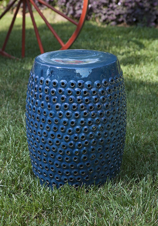 Indigo Cutwork Garden Stool