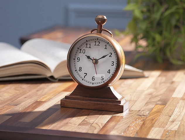 Bains Kushnick Clock with Wood Base