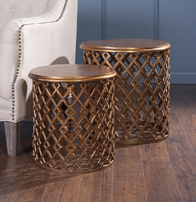 Bains 2-Piece Kushnick Copper Geometric Nesting Tables