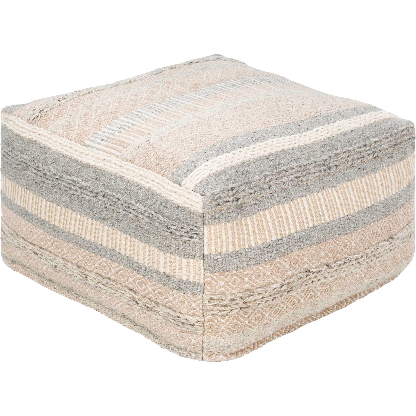 Logan Pouf Medium Gray/Ivory/Beige